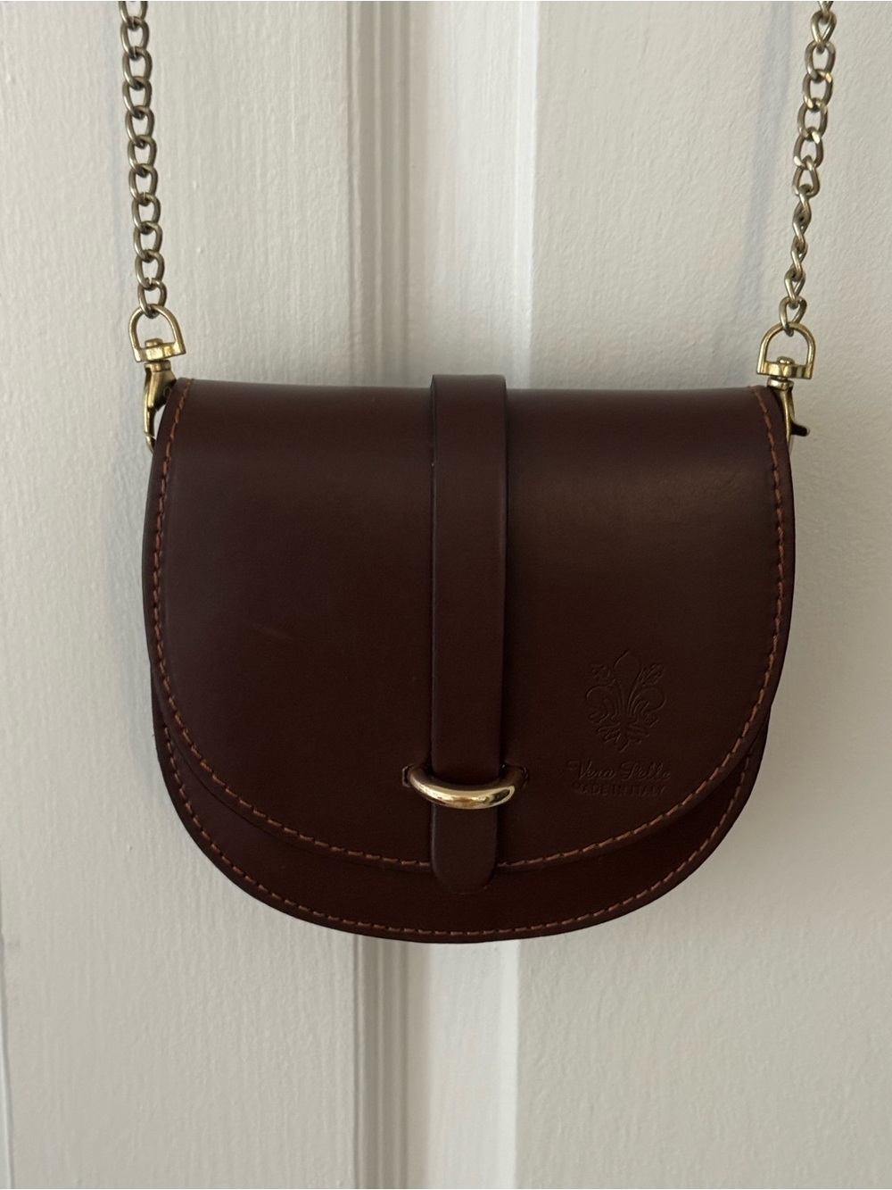 Leather Crossbody Saddle Bag in Dark Brown - from Florence